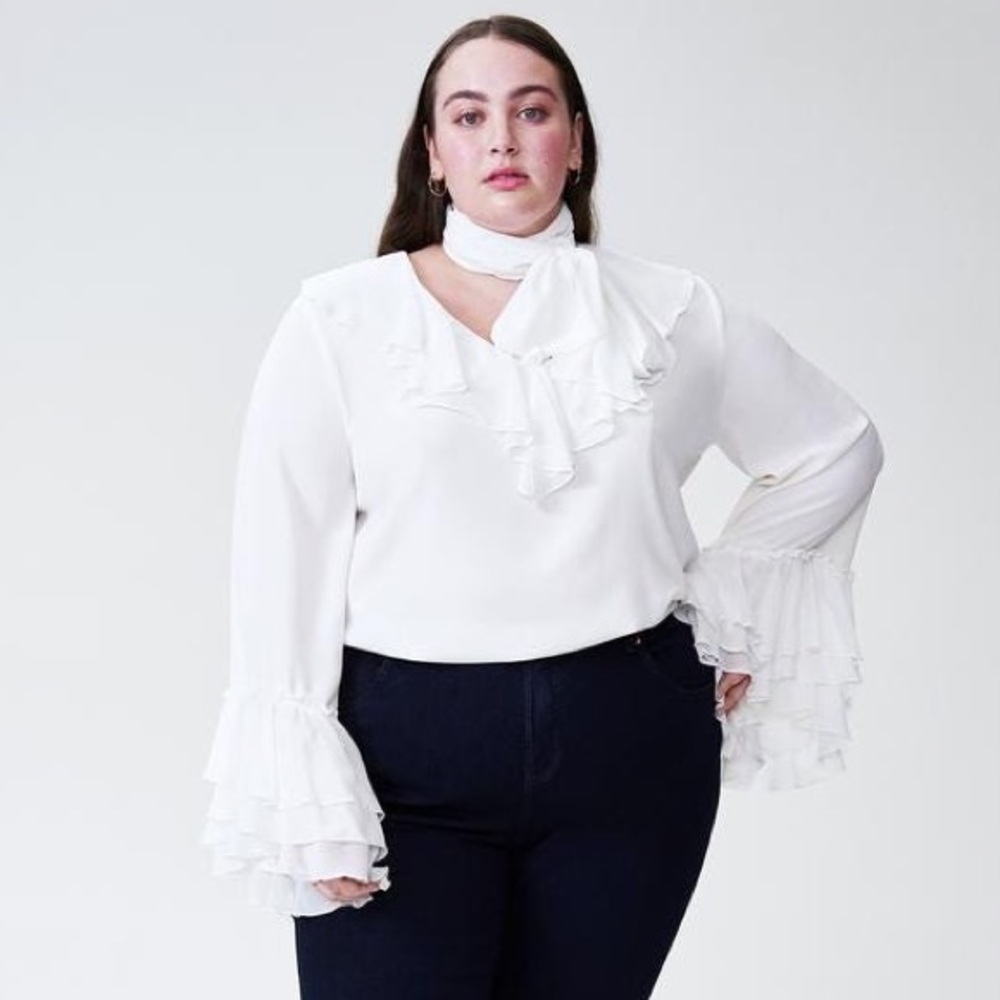 RARE Rodarte x Universal Standard White Ruffle Sleeve Collar  fits like a medium